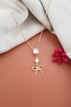 Colar laço zirconia banhado a ouro Ariane - loja online