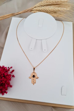 Colar banhado a ouro 18 k Mão de Fátima - Hanny Bijoux  Acessórios Femininos