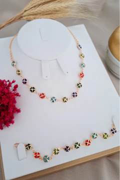 Conjunto banhado a ouro Trevo Colors