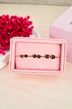 Kit 3 brincos Banhado a Ouro 18k Zirconia Preto Angélica - comprar online