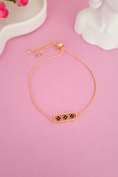 Pulseira banhada a ouro 18k 3 trevos preto na internet