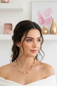Choker banhado a ouro Bolinhas