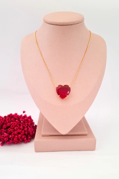 Colar Coração Vermelho banhado a ouro Raissa - comprar online
