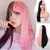 Peruca coreana preta e rosa cosplay anime na internet