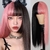 Peruca coreana preta e rosa cosplay anime