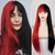 Peruca metade preta e vermelha cosplay lolita
