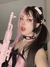 Peruca coreana preta e rosa cosplay anime na internet