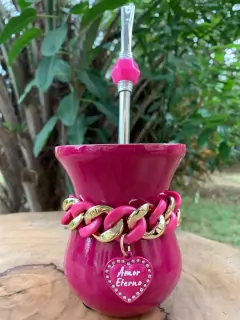 Imagem do Kit Chimarrão Completo LUXO: Cuia + Bomba + Pulseira
