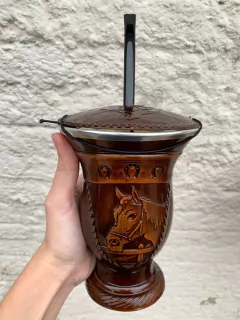 Imagem do Kit Chimarrão: Cuia Porongo Cavalo Bocal Inox + Bomba Inox Sem Rosca