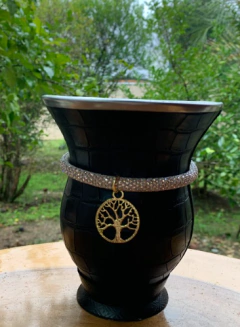 Kit chimarrão: Cuia de Porongo Revestida em Sintético Crocô + Pulseira Vip na internet
