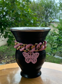 Kit chimarrão: Cuia de Porongo Revestida em Sintético Crocô + Pulseira Luxo - Chima Box
