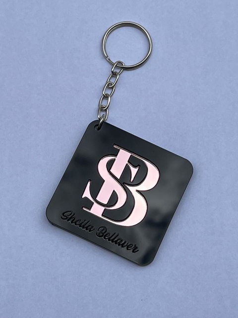 Chaveiro Preto com logo Rose Gold