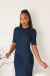 Vestido Flores em Relevo - Azul - comprar online