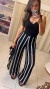 Calça Malibu Lenço Listrada - Preto