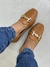 Sapatilha quadrada Mocassim caramelo