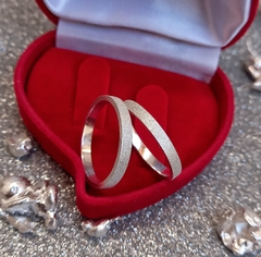 Par de alianças de prata 2,5mm 925 namoro compromisso Fosco Diamantada - comprar online