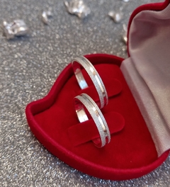 Par de alianças de prata 3mm 925 namoro compromisso Diamantada corte lateral