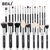 Conjunto de pincéis de maquiagem preto BEILI Base de pincéis de cabelo de cabra naturais profissionais - drop buy