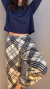 Pijama Laura Longo - Xadrez Marinho - loja online