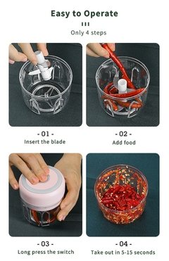 HiPiCok Elétrico Picador de Alimentos Triturador de Alho Moedor de Carne Mini P - comprar online