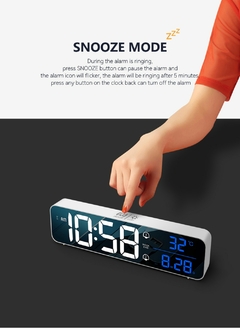 Música LED Despertador Digital Temperatura Data Exibição Desktop Espelho Rel? - Bandai