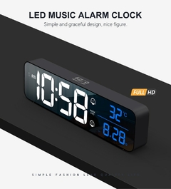 Música LED Despertador Digital Temperatura Data Exibição Desktop Espelho Rel? na internet
