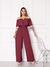 Macacao longo Pantalona feminina tecido duna manga 3/4 cair ombro