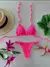 Biquíni texturizado rosa neon com argola