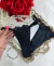 Calcinha Luxo Floral Fio Duplo preta com detalhes em renda. Frozen Intimates.