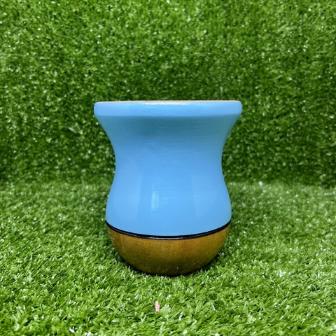 Cuia de Imbuia Madeira Bicolor Azul Bebê