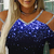 Glitter Manga Curta V Neck T Shirt Senhoras Casual Ombro Frio Blusa Top na internet