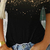 Glitter Manga Curta V Neck T Shirt Senhoras Casual Ombro Frio Blusa Top - Belymara