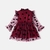 Vestido com manga longa plissado com bordado de malha com estampas de corações