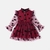 Vestido com manga longa plissado com bordado de malha com estampas de corações - loja online