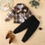 peças Conjunto de camisa xadrez com gola de lapela clássica para meni
