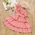 vestido com babados rosa salmão com cinto - loja online