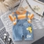 2 peças de camiseta listrada de manga curta para bebê menino/menina 95% algodão e desenho de girafa - AURORA BABY BOUTIQUE