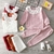 Conjunto de calça e suéter de tricô com babados 2 peças para meninas
