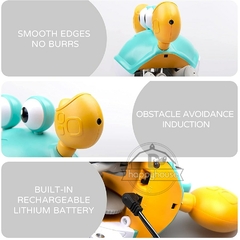 Brinquedos de caranguejo FUJÃO para bebês com música LED iluminam