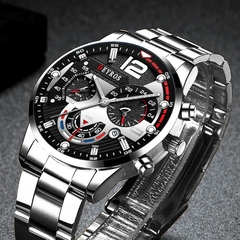 Fashion Men’s Stainless Steel Watches Luxury Quartz Wristwatch Calendar Lumin