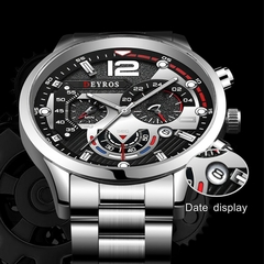 Fashion Men’s Stainless Steel Watches Luxury Quartz Wristwatch Calendar Lumin - comprar online