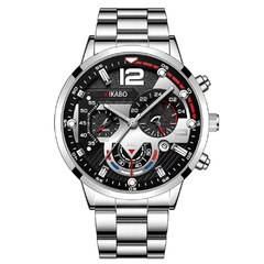 Fashion Men’s Stainless Steel Watches Luxury Quartz Wristwatch Calendar Lumin - comprar online