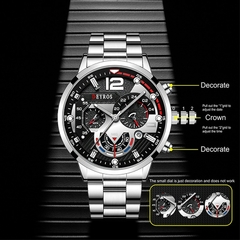 Fashion Men’s Stainless Steel Watches Luxury Quartz Wristwatch Calendar Lumin - comprar online