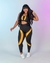 Conjunto Legging cós anatômico detalhe tela recortes poliamida metalizado