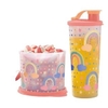 KIT ARCO IRIS COPO C/ BICO 470ML + TUPPER REDONDINHA
