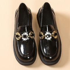 Sapatos mocassim plataforma de couro envernizado - loja online