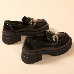 Imagem do Sapatos mocassim plataforma de couro envernizado