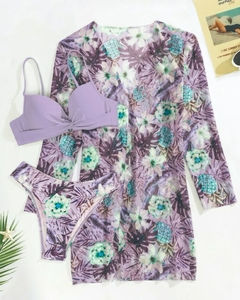 Conjunto de biquíni de cintura baixa estampa floral - La Belle Charme