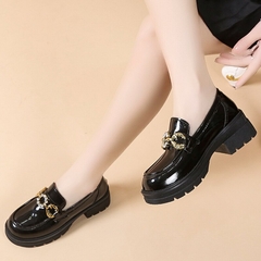 Sapatos mocassim plataforma de couro envernizado - loja online