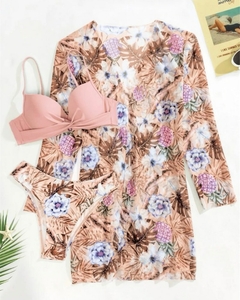 Conjunto de biquíni de cintura baixa estampa floral - La Belle Charme